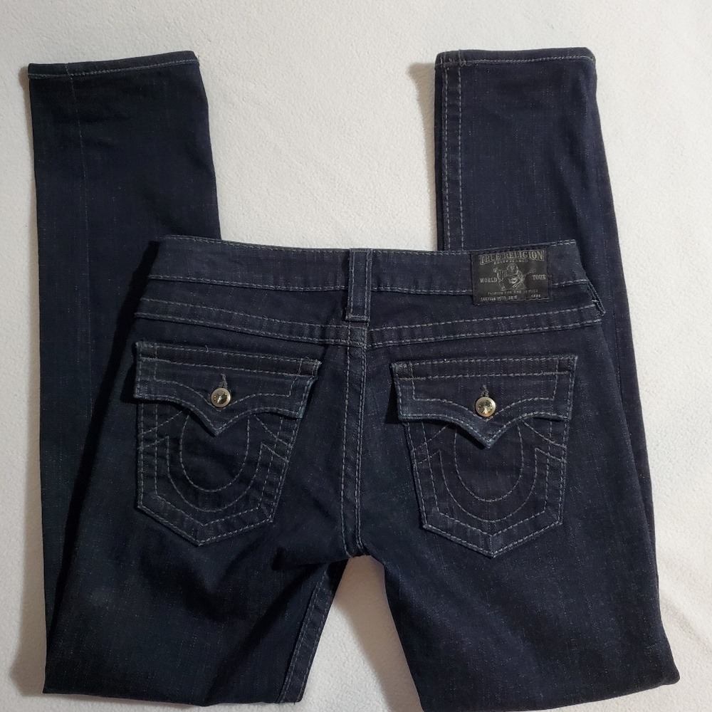 TRUE RELIGION 27 Disco Julie Blue Jeans Crystals 1% spandex stretch